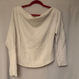 We The Free by Free People White Waffle Knit Cowl Neck Crop Top — Size XL